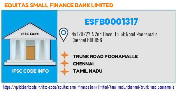 Equitas Small Finance Bank Trunk Road Poonamalle ESFB0001317 IFSC Code