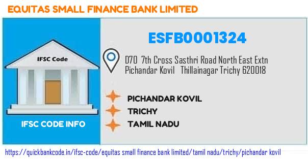 Equitas Small Finance Bank Pichandar Kovil ESFB0001324 IFSC Code