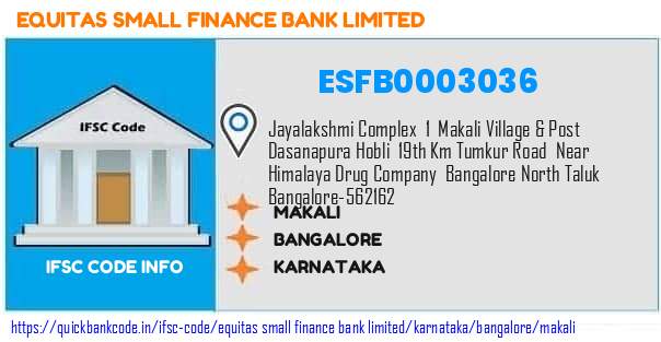 ESFB0003036 Equitas Small Finance Bank. MAKALI