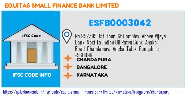 Equitas Small Finance Bank Chandapura ESFB0003042 IFSC Code