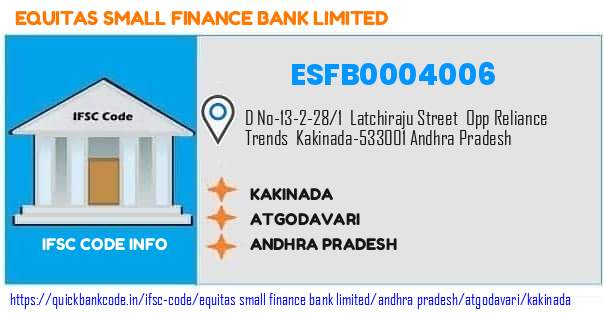 Equitas Small Finance Bank Kakinada ESFB0004006 IFSC Code