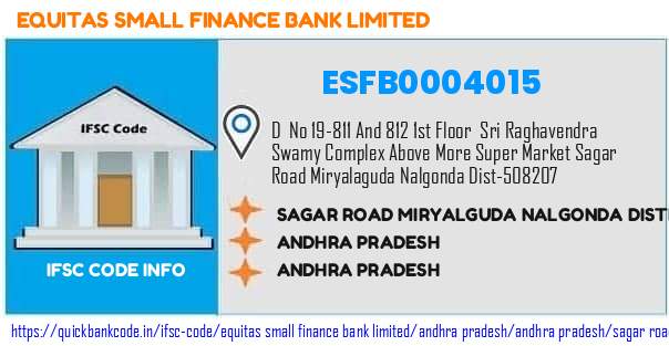 ESFB0004015 Equitas Small Finance Bank. SAGAR ROAD-MIRYALGUDA, NALGONDA DISTRICT, TELANGANA