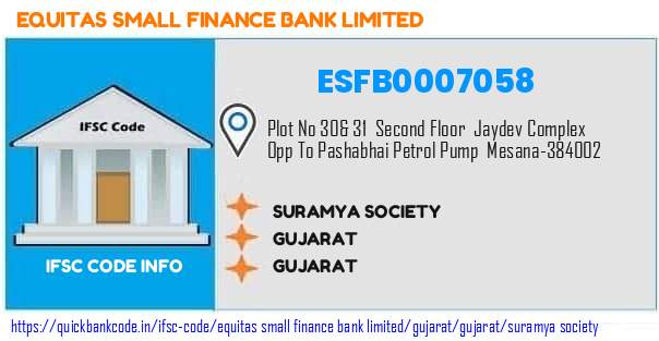 Equitas Small Finance Bank Suramya Society ESFB0007058 IFSC Code