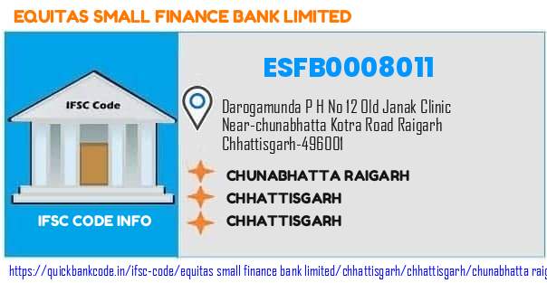 Equitas Small Finance Bank Chunabhatta Raigarh ESFB0008011 IFSC Code