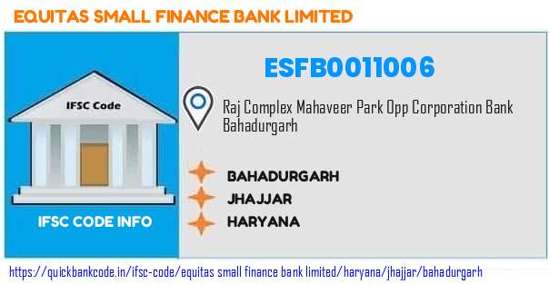 Equitas Small Finance Bank Bahadurgarh ESFB0011006 IFSC Code