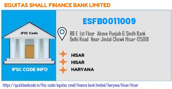 Equitas Small Finance Bank Hisar ESFB0011009 IFSC Code