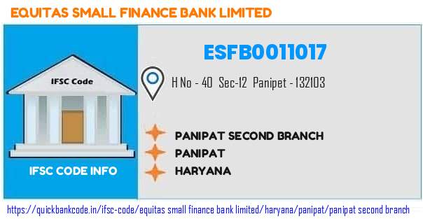 ESFB0011017 Equitas Small Finance Bank. PANIPAT SECOND BRANCH