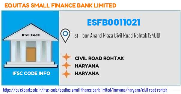 Equitas Small Finance Bank Civil Road Rohtak ESFB0011021 IFSC Code