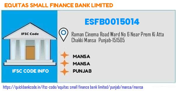 Equitas Small Finance Bank Mansa ESFB0015014 IFSC Code