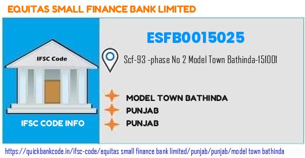Equitas Small Finance Bank Model Town Bathinda ESFB0015025 IFSC Code