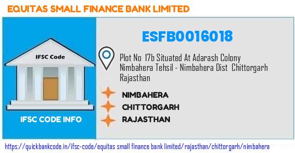 Equitas Small Finance Bank Nimbahera ESFB0016018 IFSC Code