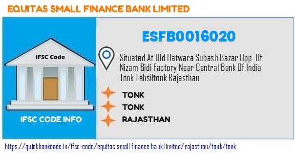 Equitas Small Finance Bank Tonk ESFB0016020 IFSC Code