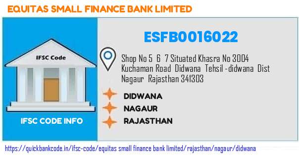 Equitas Small Finance Bank Didwana ESFB0016022 IFSC Code