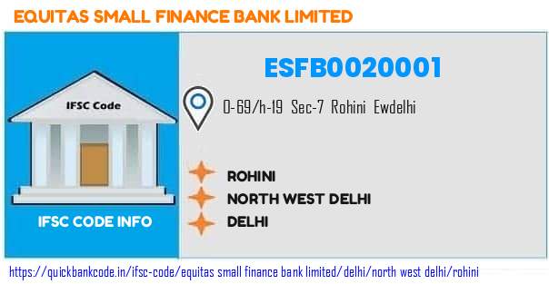 Equitas Small Finance Bank Rohini ESFB0020001 IFSC Code