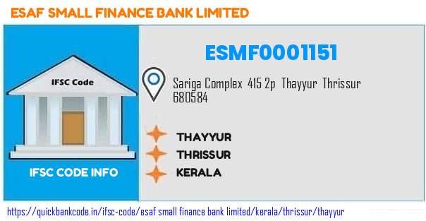 Esaf Small Finance Bank Thayyur ESMF0001151 IFSC Code