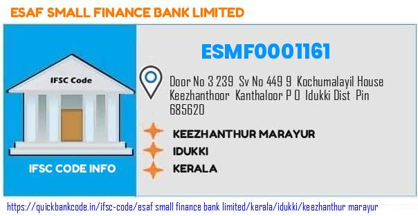 Esaf Small Finance Bank Keezhanthur Marayur ESMF0001161 IFSC Code