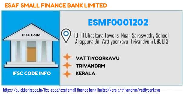 Esaf Small Finance Bank Vattiyoorkavu ESMF0001202 IFSC Code