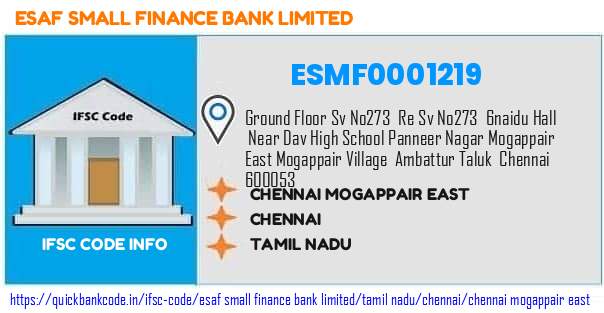 Esaf Small Finance Bank Chennai Mogappair East ESMF0001219 IFSC Code