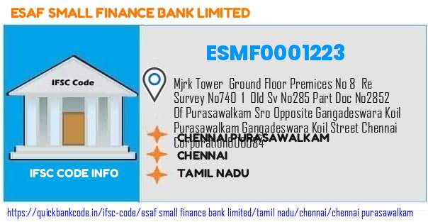 Esaf Small Finance Bank Chennai Purasawalkam ESMF0001223 IFSC Code