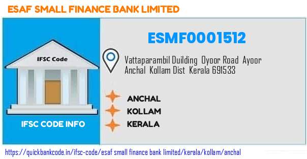 Esaf Small Finance Bank Anchal ESMF0001512 IFSC Code