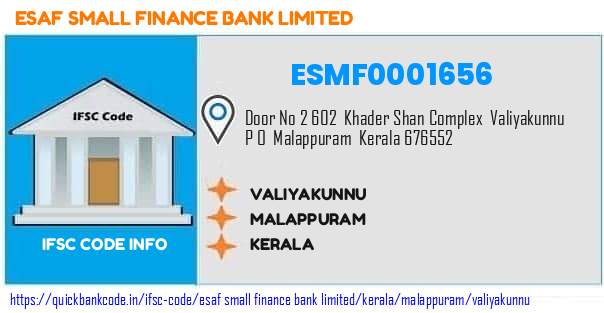 Esaf Small Finance Bank Valiyakunnu ESMF0001656 IFSC Code