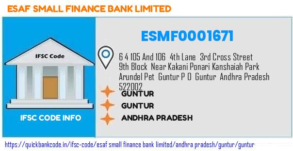 Esaf Small Finance Bank Guntur ESMF0001671 IFSC Code