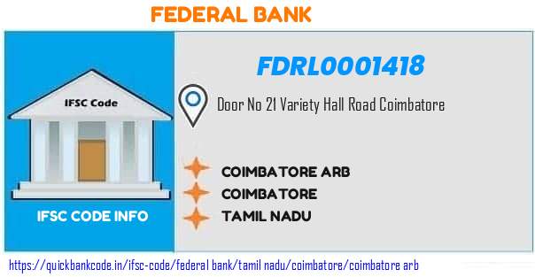 Federal Bank Coimbatore Arb FDRL0001418 IFSC Code