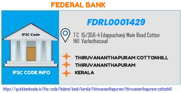 Federal Bank Thiruvananthapuram Cottonhill FDRL0001429 IFSC Code