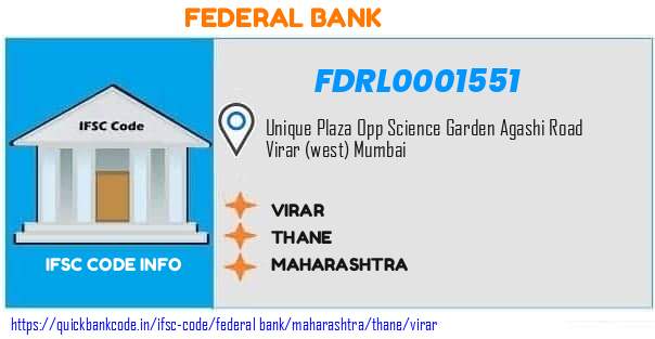 Federal Bank Virar FDRL0001551 IFSC Code