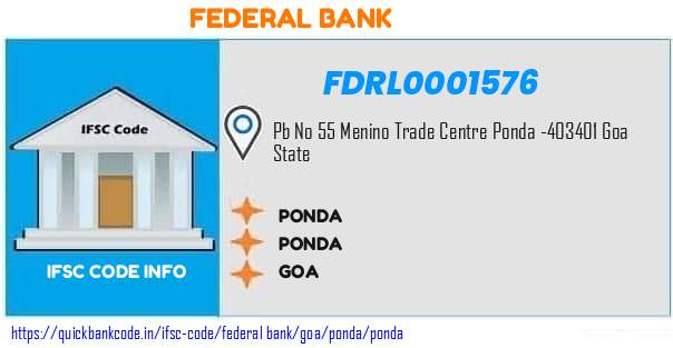 Federal Bank Ponda FDRL0001576 IFSC Code