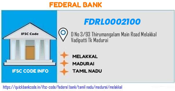 Federal Bank Melakkal FDRL0002100 IFSC Code