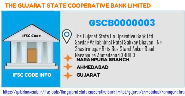 The Gujarat State Cooperative Bank Naranpura Branch GSCB0000003 IFSC Code