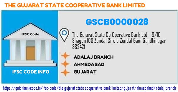 The Gujarat State Cooperative Bank Adalaj Branch GSCB0000028 IFSC Code