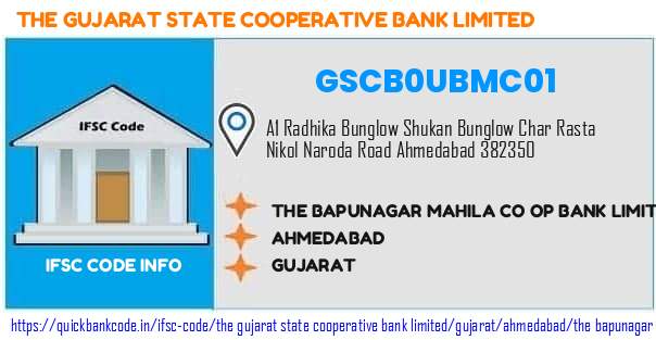 GSCB0UBMC01 Gujarat State Co-operative Bank. THE BAPUNAGAR MAHILA CO OP BANK LIMITED NAROL BRANCH