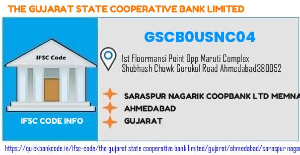 GSCB0USNC04 Gujarat State Co-operative Bank. SARASPUR NAGARIK COOPBANK LTD MEMNAGAR