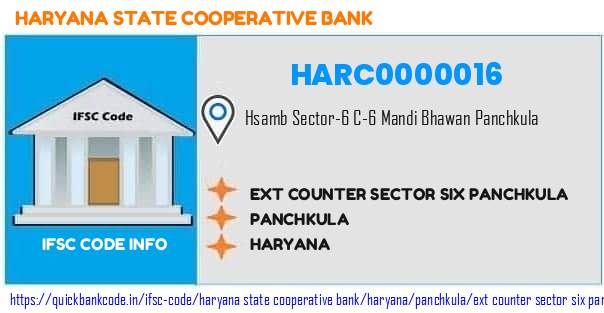 Haryana State Cooperative Bank Ext Counter Sector Six Panchkula HARC0000016 IFSC Code