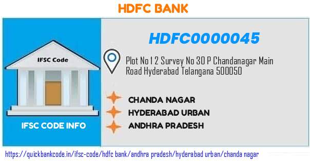 Hdfc Bank Chanda Nagar HDFC0000045 IFSC Code