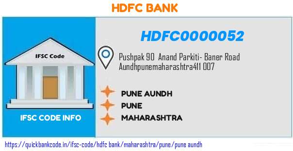 Hdfc Bank Pune Aundh HDFC0000052 IFSC Code