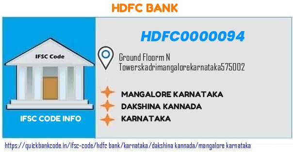 Hdfc Bank Mangalore Karnataka HDFC0000094 IFSC Code