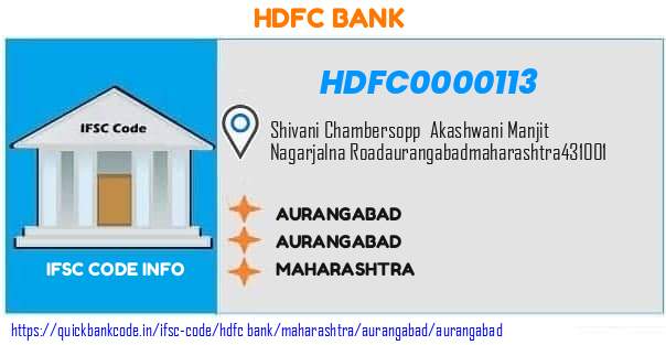 Hdfc Bank Aurangabad HDFC0000113 IFSC Code