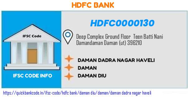 Hdfc Bank Daman Dadra Nagar Haveli HDFC0000130 IFSC Code