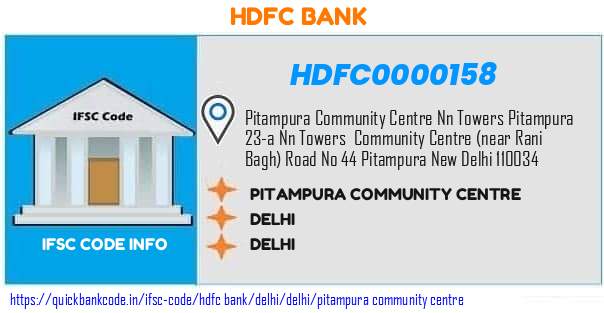 HDFC0000158 HDFC Bank. PITAMPURA COMMUNITY CENTRE