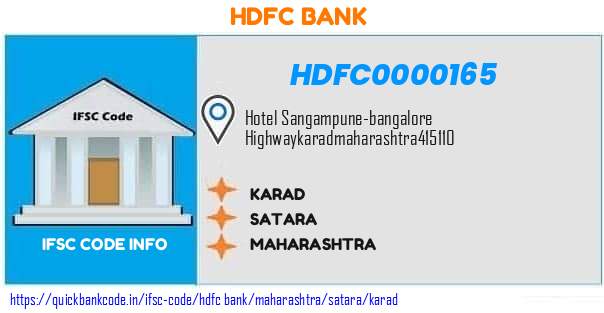 HDFC0000165 HDFC Bank. KARAD