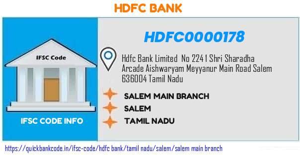 Hdfc Bank Salem Main Branch HDFC0000178 IFSC Code