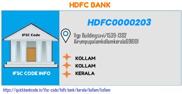 Hdfc Bank Kollam HDFC0000203 IFSC Code
