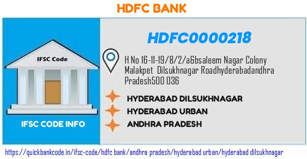 Hdfc Bank Hyderabad Dilsukhnagar HDFC0000218 IFSC Code