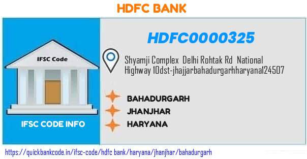 Hdfc Bank Bahadurgarh HDFC0000325 IFSC Code