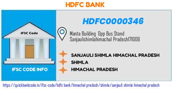Hdfc Bank Sanjauli Shimla Himachal Pradesh HDFC0000346 IFSC Code