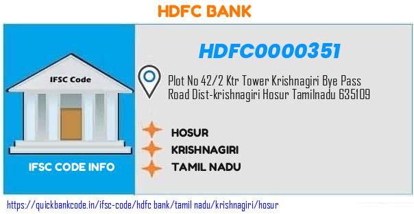 Hdfc Bank Hosur HDFC0000351 IFSC Code