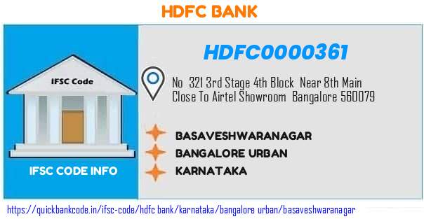 Hdfc Bank Basaveshwaranagar HDFC0000361 IFSC Code